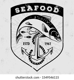 Seafood design concept with salmon fish. Vector illustration