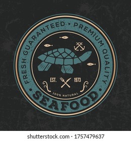 Konzept für Meeresfrüchte mit Sea Turtle. Vektorgrafik