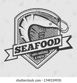 Seafood design concept with shrimp or prawn. Vector illustration