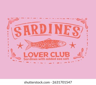Seafood design. Fish in canned. Sardines fish artwork for t shirt print, poster, sticker and other uses.