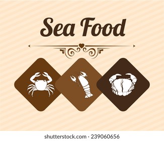 Seafood design over beige background, vector illustration.