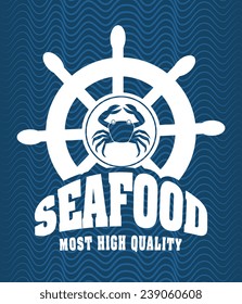 Seafood design over blue background, vector illustration.