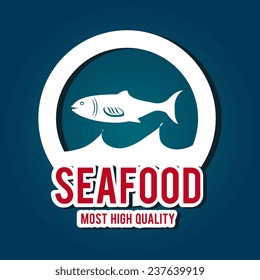 Seafood design over blue background,vector illustration.
