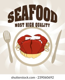 Seafood design over gray background, vector illustration.