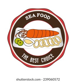 Seafood design over white background, vector illustration.