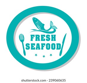 Seafood design over white background, vector illustration.