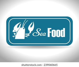 Seafood design over white background, vector illustration.