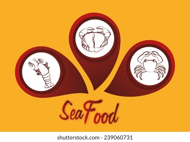 Seafood design over yellow background, vector illustration.