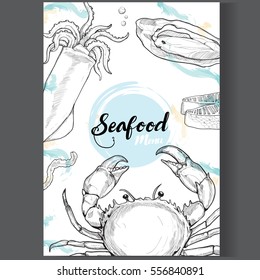 Seafood design template, banners set. Seafood vector illustration 