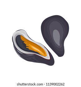Seafood dinner menu items flat icons large set with mussels vector illustration