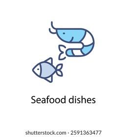 Seafood dishes vector icon stock illustration