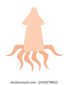 Seafood element of colorful set. It captures the essence of oceanic sophistication, inviting viewers to appreciate the seamless integration of the beauty of squid. Vector illustration.