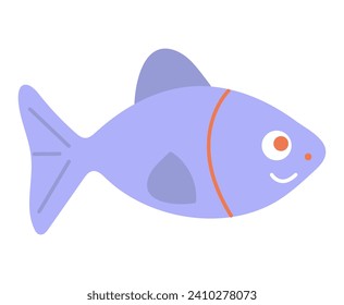 Seafood element of colorful set. An enchanting illustration skillfully marries creative design with the graceful image of a fish within a seafood-themed composition. Vector illustration.