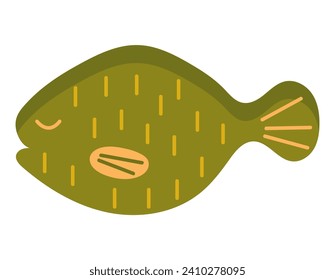Seafood element of colorful set. An exquisite illustration artfully demonstrate the fluid grace of a fish, enhancing the seafood theme. Vector illustration.
