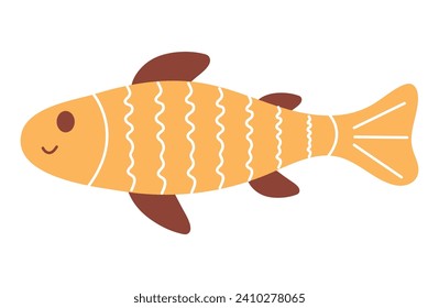 Seafood element of colorful set. This image with golden fish celebrates the natural charm of fish and the artistry inspired by the sea. Vector illustration.