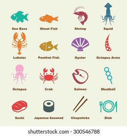 seafood elements, vector infographic icons