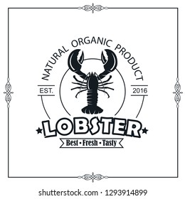 seafood emblem with lobster isolated on white background