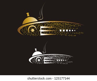 Seafood emblem on a black background