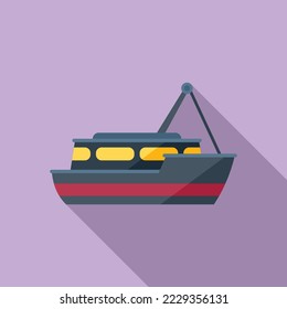 Seafood fish boat icon flat vector. Sea ship. Marine vessel
