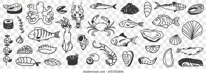 Seafood And Fish Doodle Set