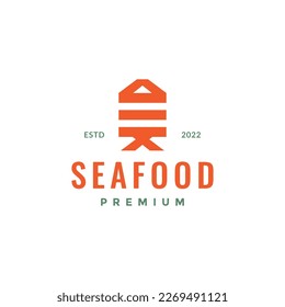 seafood fish food cooking modern shape delicious taste logo design vector icon illustration