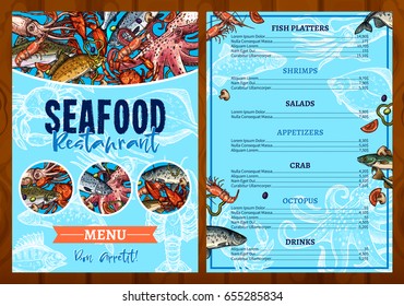 Seafood Fish Food Restaurant Menu Template Stock Vector (Royalty Free ...