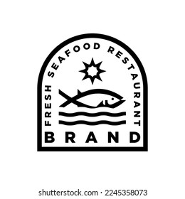 Seafood fish grill  logo design template for restaurant, shop, brand and others