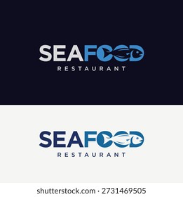 Ilustración vectorial de diseño de logotipo de pescado y marisco