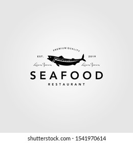 seafood fish logo vintage label emblem vector restaurant illustration