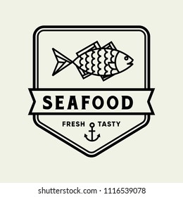 Seafood fish for restaurant line logo design. Vector icon illustration modern simple line logo
