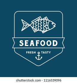 Seafood fish for restaurant line logo design. Vector icon illustration modern simple line logo
