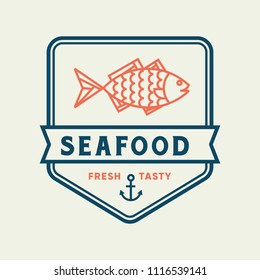 Seafood fish for restaurant line logo design. Vector icon illustration modern simple line logo
