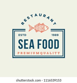 Seafood fish for restaurant line logo design. Vector icon illustration modern simple line logo
