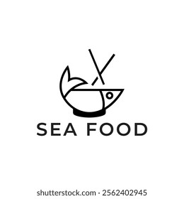 Seafood, fish restaurant logo design illustration