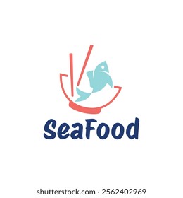 Seafood, fish restaurant logo design illustration