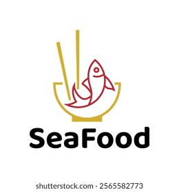 Seafood, fish restaurant logo design illustration