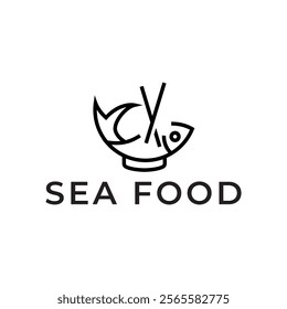 Seafood, fish restaurant logo design illustration