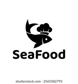 Seafood, fish restaurant logo design illustration