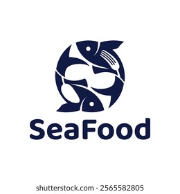 Seafood, fish restaurant logo design illustration