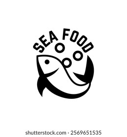 Seafood, fish restaurant logo design illustration