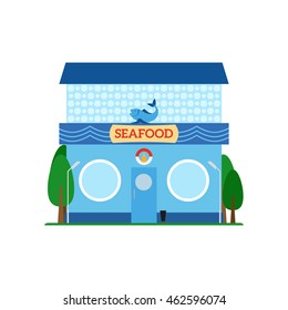 Seafood flat style icon isolated on white background. Vector illustration