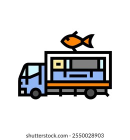 seafood food truck color icon vector. seafood food truck sign. isolated symbol illustration