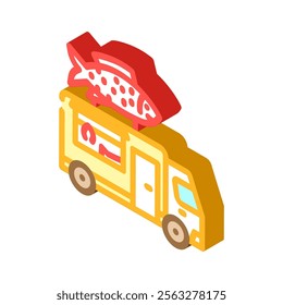 seafood food truck isometric icon vector. seafood food truck sign. isolated symbol illustration