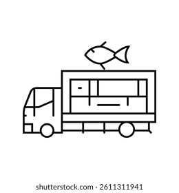 seafood food truck line icon vector. seafood food truck sign. isolated contour symbol black illustration