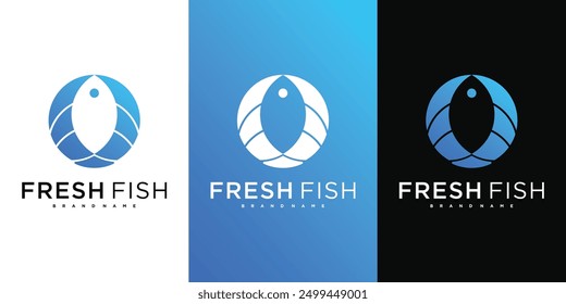 Seafood fresh fish logo design label. Premium Vector