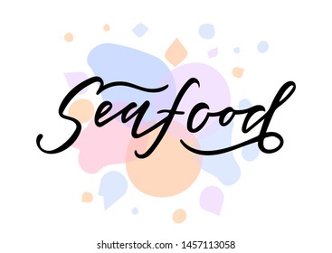 Seafood Hand Drawn Lettering Template Logo Stock Vector (Royalty Free ...