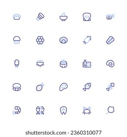 Seafood Icon Collection. Pixel Perfect Seafood Duoline Style 2D Icon