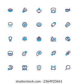 Seafood Icon Collection. Pixel Perfect Seafood Semibold Color Style 2D Icon