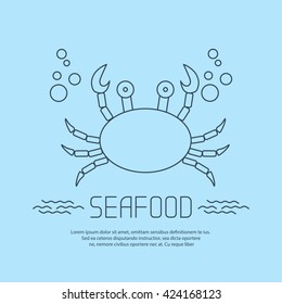 Seafood icon with crab and bubbles