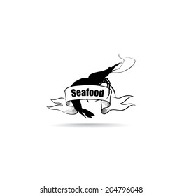 Seafood Icon. Fish menu label. Sea food banner. 